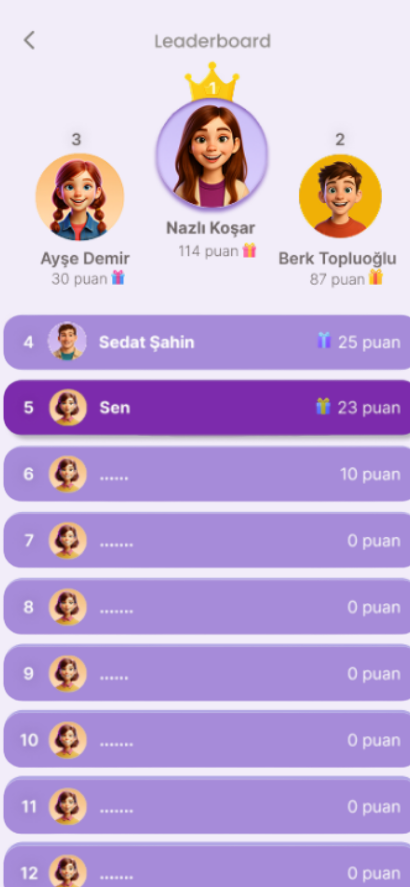 Rewards view inside the play area